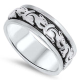 Sterling Silver Multiple Rabbit Design Ring with Face Height of 7.5MM