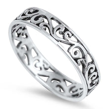 Load image into Gallery viewer, Sterling Silver Fancy Floral Vine Design Band Ring with Face Height of 4MM