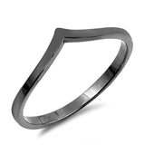 Sterling Silver Black Rhodium Plated V Shaped Plain RingsAnd Face Height 5mm