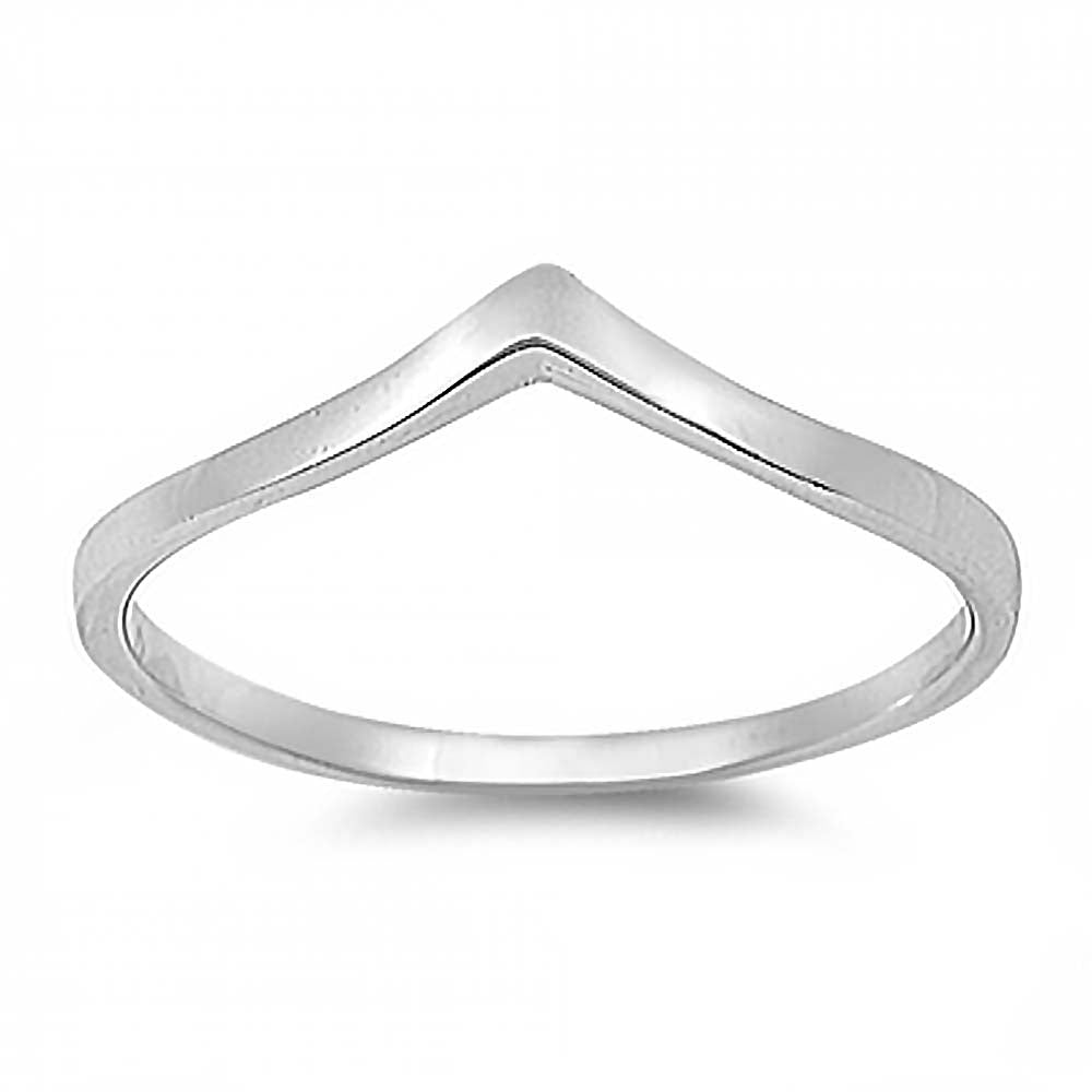 Sterling Silver High Polish V Shaped Plain RingsAnd Face Height 5mm