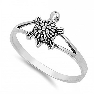 Sterling Silver Fancy Turtle Design Open Cut Band Ring with Face Height of 10MM