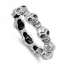 Load image into Gallery viewer, Sterling Silver Multiple Skull Design Ring with Face Height of 4MM