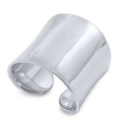 Sterling Silver Plain Wide Open Band Ring with Face Height of 22MM