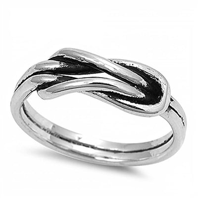 Sterling Silver Stylish Knot Band Ring with Face Height of 6MM