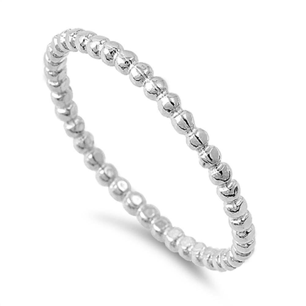 Sterling Silver 2MM Beaded Ring
