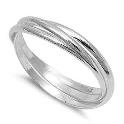 Sterling Silver Plain Multi-Band Ring with Face hEight of 1.5MM Each Band