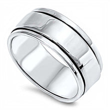 Load image into Gallery viewer, Sterling Silver High Polished Comfort Fit Classic Double Line PatternAnd Ring Band with Face Height of 8MM