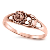 Sterling Silver Rose Gold Plated Sun And Moon Shaped Plain RingsAnd Face Height 6mm