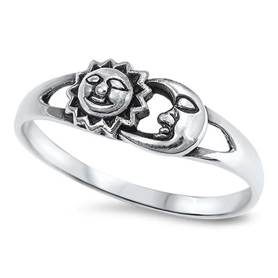 Sterling Silver Sun And Moon Shaped Plain RingsAnd Face Height 6mm