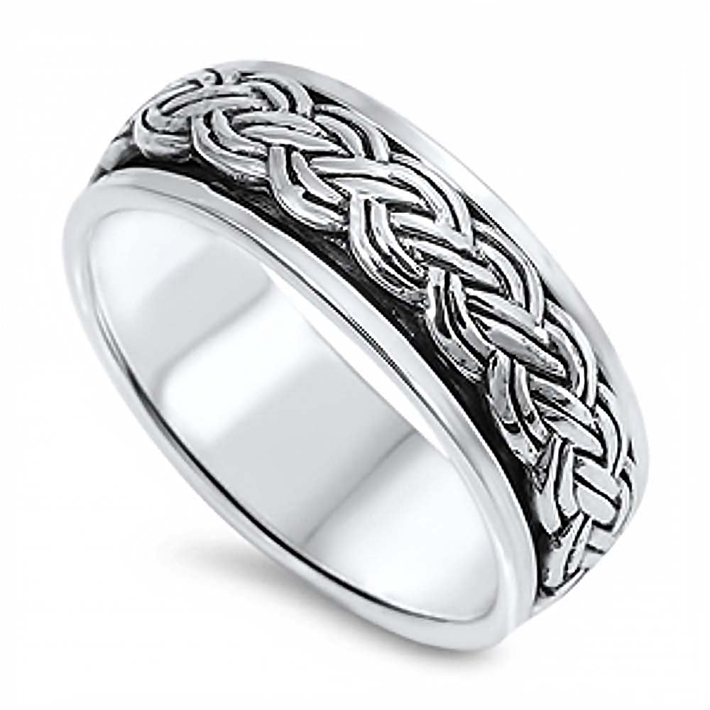 Sterling Silver Spinner Shaped Plain RingsAnd Face Height 7mm