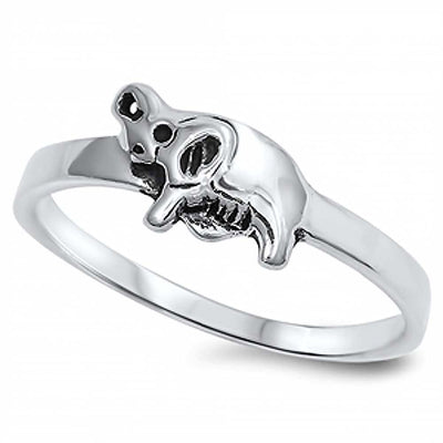 Sterling Silver Modish Elephant Design Ring with Face Height of 6MM