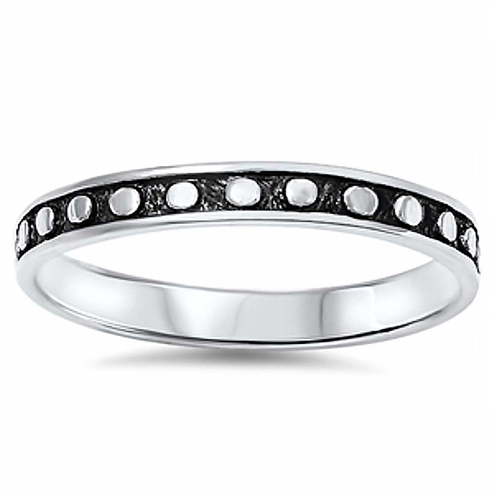 Sterling Silver Black Plated Bali Ring with Beads Design And Face Height of 3MM