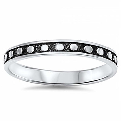 Sterling Silver Black Plated Bali Ring with Beads Design And Face Height of 3MM