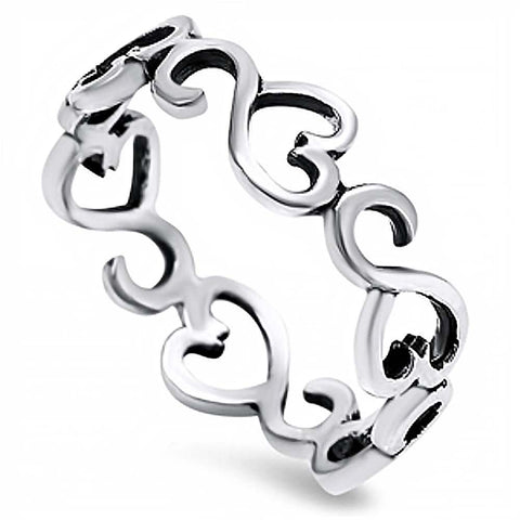 Sterling Silver Classy Multi S Shape Link Design Ring BandAnd Face Height of 4MM