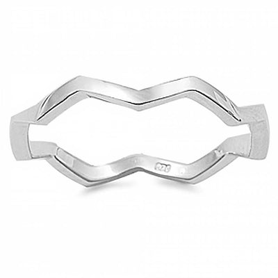 Sterling Silver Fancy Zigzag Band Ring with Face Height of 3MM