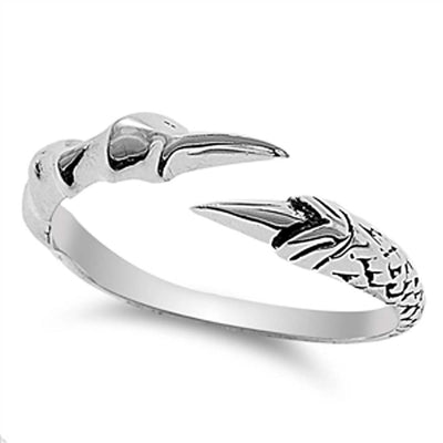 Sterling Silver Stylish Dragon Claw Band Ring with Face Height of 5MM