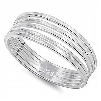 Sterling Silver Fancy 5 Row Band Ring with Face Height of 7MM