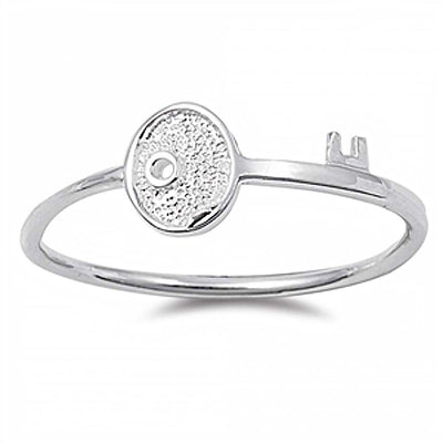 Sterling Silver Fancy Key Band Ring with Face Height of 7MM
