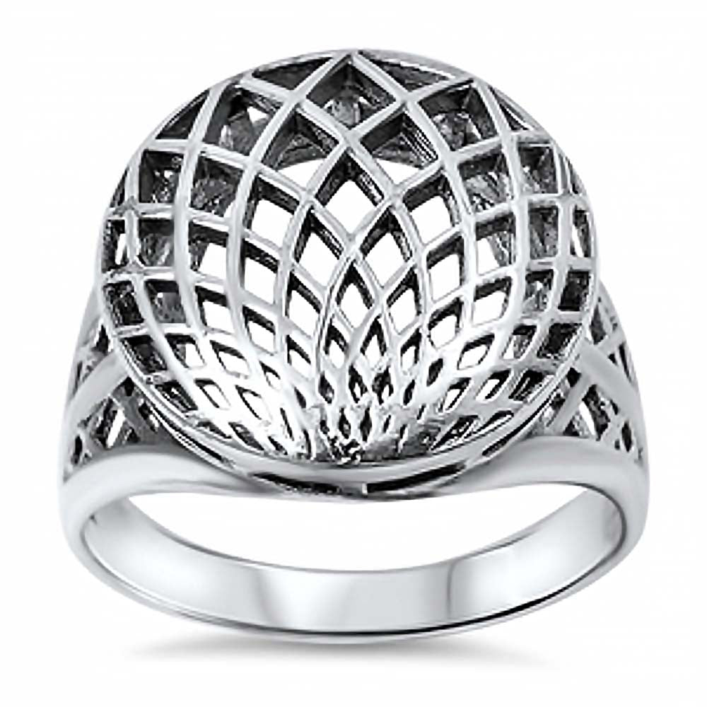 Sterling Silver Flower Shaped Plain RingsAnd Face Height 17mm