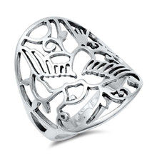 Load image into Gallery viewer, Sterling Silver Fancy Cut-Out Dove Design Wide Band Ring with Face Height of 28MM