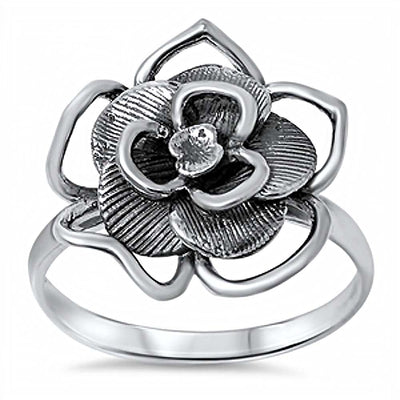 Sterling Silver Vintage Style Rose Design Ring with Face Height fo 20MM