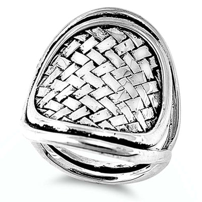Sterling Silver Net Shaped Plain RingsAnd Face Height 31mm