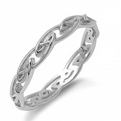 Sterling Silver Celtic Knot Eternity Band Ring with Band Width of 4MM