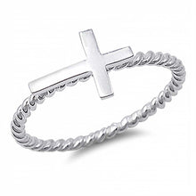Load image into Gallery viewer, Sterling Silver High Polished Cross Rope Style Band With face Height of 9MM