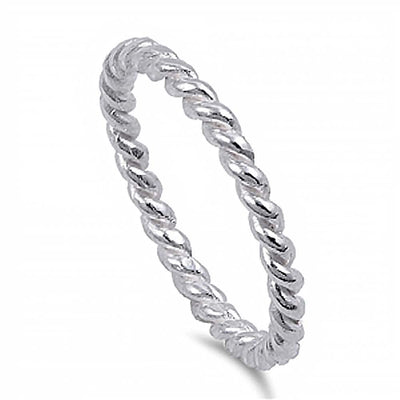 Sterling Silver Classic Rope High Polished Ring Band With band Width of 2MM