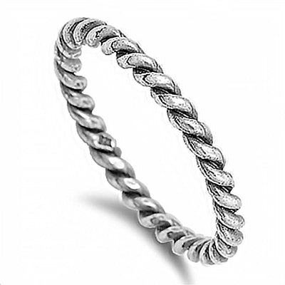 Sterling silver Classic Oxidized Rope Style Band RingAnd Width 2MM