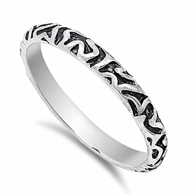 Sterling Silver Fancy Pattern Design Cast Ring with Face Height of 3MM