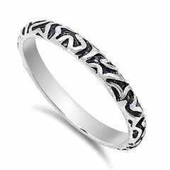 Sterling Silver Fancy Pattern Design Cast Ring with Face Height of 3MM