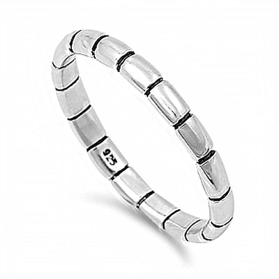 Sterling Silver Fancy Band Ring with Face Height of 3MM