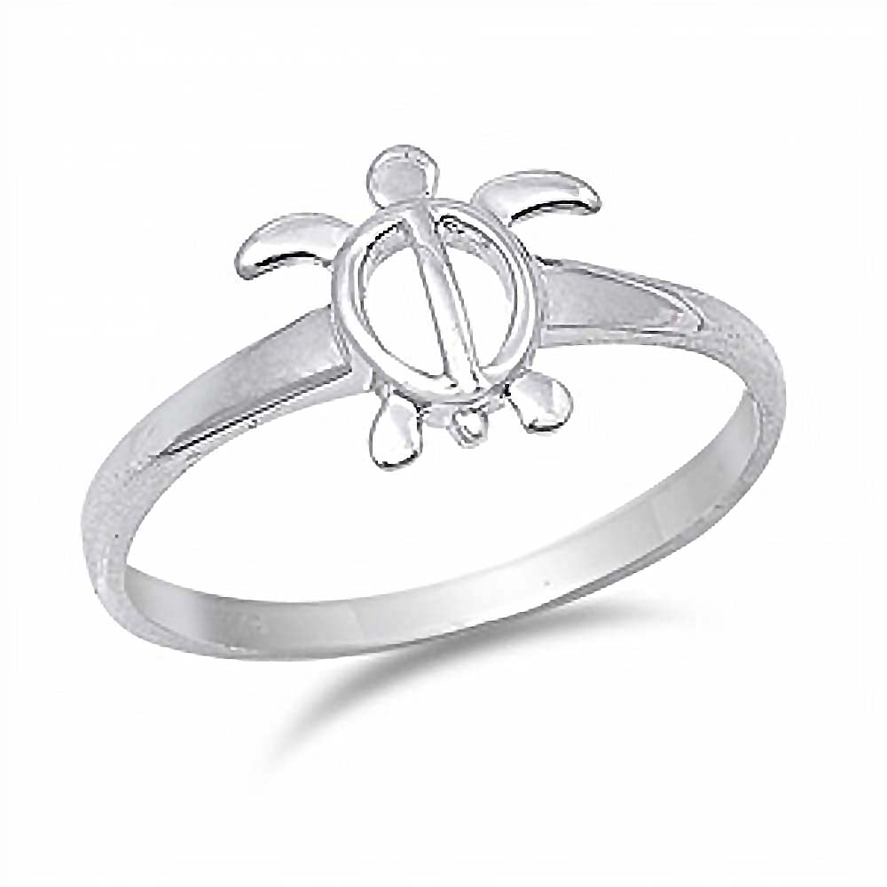 Sterling Silver Modish Open Turtle Design Ring with Face Height of 11MM