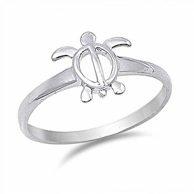 Sterling Silver Modish Open Turtle Design Ring with Face Height of 11MM