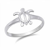 Sterling Silver Modish Open Turtle Design Ring with Face Height of 11MM