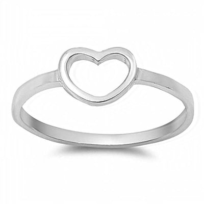 Sterling Silver Trendy Open Heart Design Ring with Face Height of 6MM