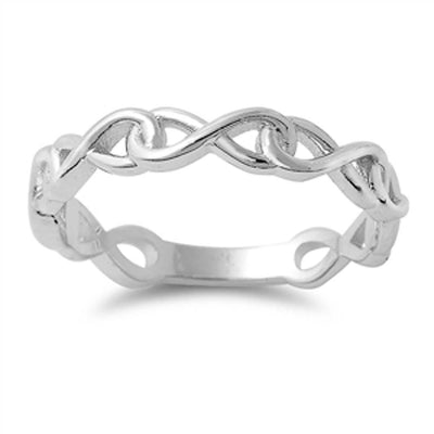 Sterling Silver Modish Infinity Eternity Band Ring with Band Width of 4MM