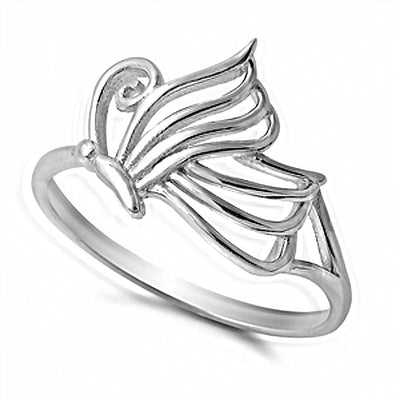 Sterling Silver Fancy Open Cut Butterfly Design Ring with Face Height of 10MM
