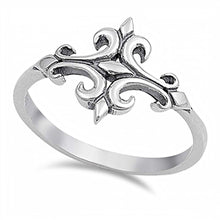 Load image into Gallery viewer, Sterling Silver Fancy Fleur De Lis Cross Ring with Face Height of 13MM