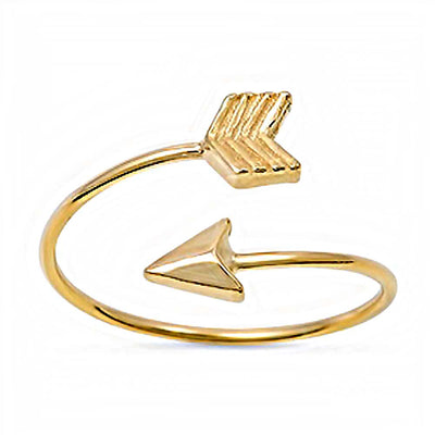 Sterling Silver Gold Plated Sophisticated Arrow Style Ring Band with face Height of 9MM