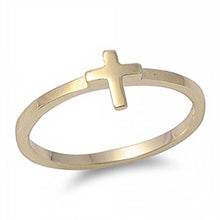 Load image into Gallery viewer, Sterling Silver Gold Plated Plain Small Cross Design Ring with Face Height of 6MM