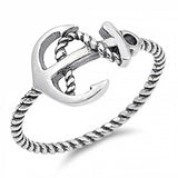 Sterling Silver Oxidize Anchor Shaped Plain RingsAnd Face Height 11mm