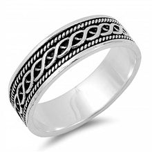 Load image into Gallery viewer, Sterling Silver Fancy Twisted Knot Design Ring with Rope EdgedAnd Face Height of 6MM