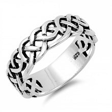 Load image into Gallery viewer, Sterling Silver Stylish Weaved Celtic Knot Band Ring with Face Height of 7MM