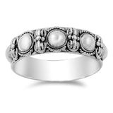 Sterling Silver Antique Style Bali Ring with Multi Circle DesignAnd Face Height of 6MM