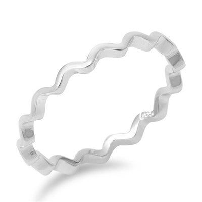 Sterling Silver Fancy Wavy Band Ring with Face Height of 2.5MM