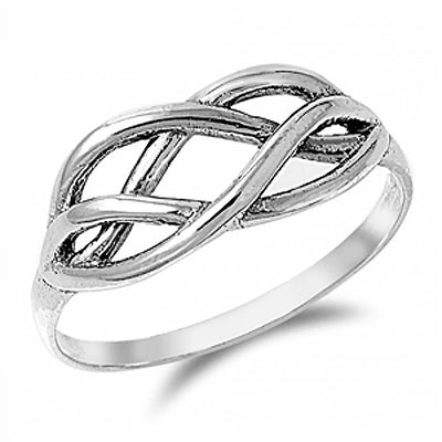Sterling Silver Modish Celtic Knot Design Ring with Face Height of 8MM