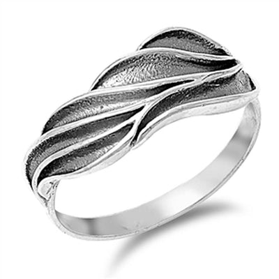 Sterling Silver Fancy Leaf Like Design Ring with Face Height of 10MM
