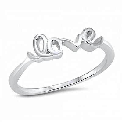 Sterling Silver Love Ring with Face Height of 6MM